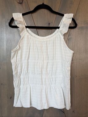 New! Heyson Textured Ruffle Strap Sleeveless Top White Size Large